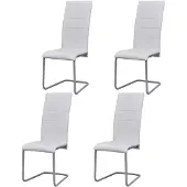 vidaXL Chaise cantilever 4 pcs. Blanc Similicuir
