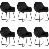 vidaXL Chaise de salle à manger 6 pcs. noir velours