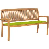 vidaXL Banc de jardin empilable avec support 159 cm bois massif teck
