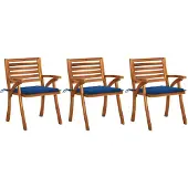 vidaXL Chaises de jardin avec coussins 3 pcs. Bois massif acacia
