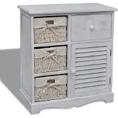 vidaXL Commode avec 3 paniers Blanc