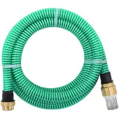 vidaXL Tuyau d'aspiration avec raccords en laiton Vert 1,1" 15 m PVC