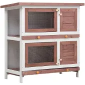 vidaXL Clapier à lapins 4 portes Marron Bois
