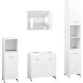 vidaXL Ensemble de meubles de salle de bain 4 pièces blanc panneau de particules