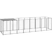vidaXL Chenil Argenté 4,84 m² Acier
