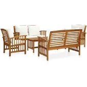 vidaXL Ensemble de salon de jardin 5 pièces avec coussins en bois massif d'acacia
