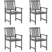 vidaXL Chaises de jardin avec coussins 4 pcs. Gris Bois massif Acacia