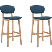 vidaXL Tabouret de bar 2 pcs. Tissu bleu