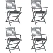 vidaXL Chaises de jardin pliantes 4 pièces avec coussins en bois massif d'acacia