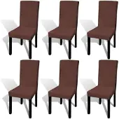 vidaXL Housse de chaise droite extensible 6 pcs marron