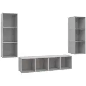 vidaXL Ensemble de 3 meubles TV en bois gris béton