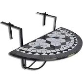 vidaXL Table suspendue pour balcon Mosaïque noir et blanc