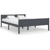 vidaXL Lit en pin massif gris 160x200 cm