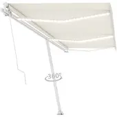 vidaXL Store manuel rétractable avec LED 600x350 cm Crème
