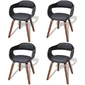 vidaXL Chaises de salle à manger 4 pcs. noir bois courbé et similicuir