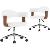 vidaXL Chaise de salle à manger 2 pcs. Pivotant Blanc Bois courbé et similicuir