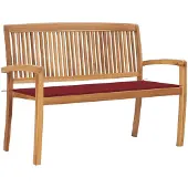 vidaXL Banc de jardin empilable avec support 128,5 cm bois massif teck