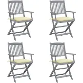 vidaXL Chaises de jardin pliantes 4 pièces avec coussins en bois massif d'acacia