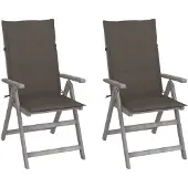 vidaXL Chaises de jardin réglables 2 pcs. avec coussins en bois massif d'acacia