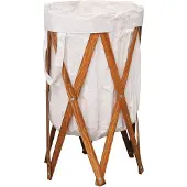 vidaXL Panier à linge pliable Crème Bois et tissu