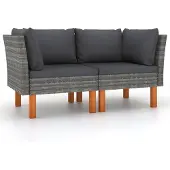vidaXL Canapé d'angle 2 pcs. Poly rotin et bois massif d'eucalyptus
