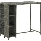 vidaXL Table de bar avec étagère Gris 120x60x110 cm Poly rotin