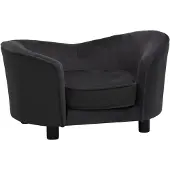 vidaXL Hundebank 69x49x40 cm Peluche et künstliches Lederschwarz