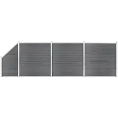 vidaXL WPC Clôture Set 3 Carrés + 1 Pente 619x186 cm Gris
