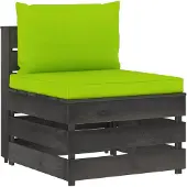 vidaXL Canapé central modulaire avec coussins Gris Bois imprégné