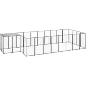 vidaXL Chenil noir 10,89 m² Acier