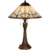 Clayre & Eef Lampe de table Tiffany Ø 51x78 cm Beige Bleu Verre