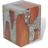 vidaXL Tabouret Bois de teck massif et résine