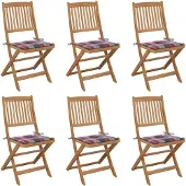 vidaXL Chaises de jardin pliantes 6 pièces avec coussins en bois massif d'acacia