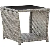 vidaXL Table basse Gris 45x45x40 cm Poly rotin et verre