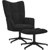 vidaXL Fauteuil relax avec pouf noir velours