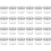 vidaXL 24 pcs Pots à confiture avec couvercles argentés Verre 110 ml