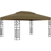 vidaXL Pavillon avec double toit 3x4 m taupe 180 g/m