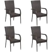 vidaXL Chaises de jardin empilables 4 pcs. Poly rotin brun