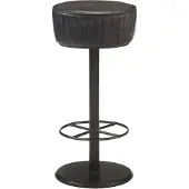 vidaXL Tabouret de bar noir en cuir véritable