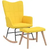 vidaXL Chaise à bascule avec tabouret Jaune moutarde Tissu