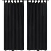 vidaXL 2 pcs Rideau à Passant Micro Satin Noir 140 x 225 cm
