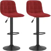 vidaXL Tabouret de bar 2 pcs. Velours rouge vin