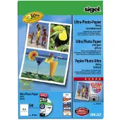 Sigel InkJet Ultra Photo Paper IP641 - Brillant - blanc brillant - A4 (210 x 297 mm) - 260 g/m² - 50 feuille(s) papier photo
