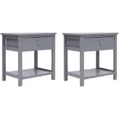 vidaXL Tables de chevet 2 pcs Gris 40x29x42 cm Bois de Paulownia