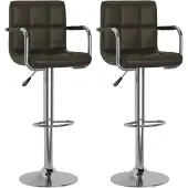 vidaXL Tabouret de bar 2 pcs. Marron similicuir