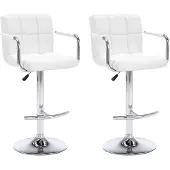 vidaXL Tabouret de bar 2 pcs. Blanc Similicuir