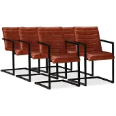 vidaXL Chaises de salle à manger 6 pcs. Cuir véritable Marron