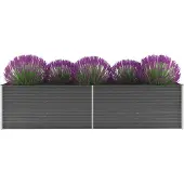 vidaXL Lit surélevé de jardin Acier galvanisé 320x80x77 cm Gris