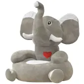vidaXL Fauteuil d'enfant en peluche Eléphant Gris