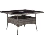 vidaXL Table de jardin Gris Poly rotin et verre